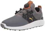 PUMA Encendido Disco articulado, Zapatos de Golf Hombre, Quiet Shade Team Gold Negro, 45 EU