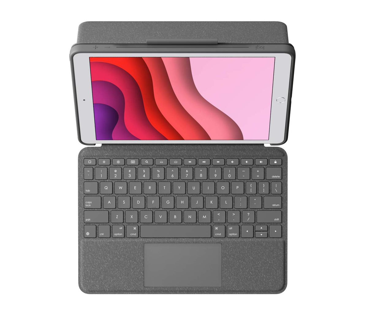 Logitech Combo Touch para iPad (7.ª, 8.ª y 9.ª generación) Funda con trackpad de precisión, Disposición AZERTY Francés - Gris
