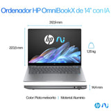 HP OmniBook X AI 14-fe0001ns - Ordenador portátil IA de 14" 2.2k multitáctil QC Snapdragon X1E-78-100, 32 GB RAM, 1TB SSD, Snapdragon X Elite, Windows 11 Gris - Teclado QWERTY Español, 1000GB, 32GB