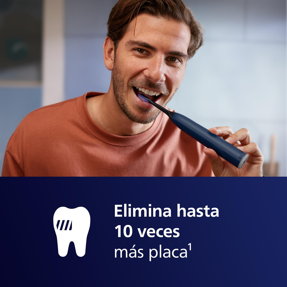 Philips Sonicare 7100 cepillo dental eléctrico, sónico con 4 modos de cepillado y 3 niveles de intensidad, EasyStart, blanco y azul marino, paquete de 2, HX7429/01 [Nueva Tecnología]