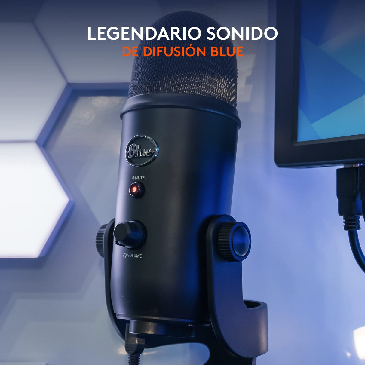 Logitech for Creators Blue Yeti Micrófono USB para Grabación, Streaming, Gaming, Podcasting en PC y Mac, Micro de Condensador para Ordenador, Soporte Ajustable, Plug&Play - Negro