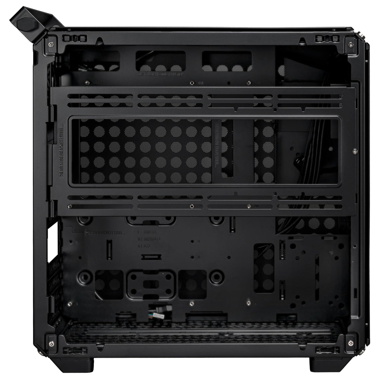Cooler Master Qube 500 Flatpack – Caja PC ATX Media Torre, Totalmente Modular, 1 Ventilador SF 120mm Negro Preinstalado, Montaje GPU Vertical, Admite Placa Base EATX y Radiadores Duales 280mm, Negro