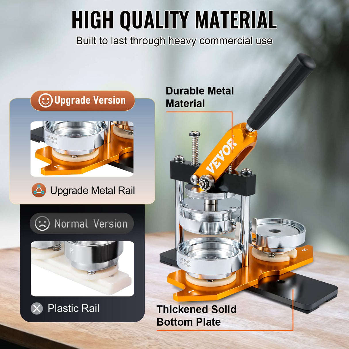 VEVOR Máquina para Fabricar Botones Diámetro de 75 mm Cortador de Círculo de Insignia 28 x 10 x 36 cm de Acero y Aleación de Aluminio Máquina para Hacer Pines Chapas Personalizadas Manual 100 Piezas