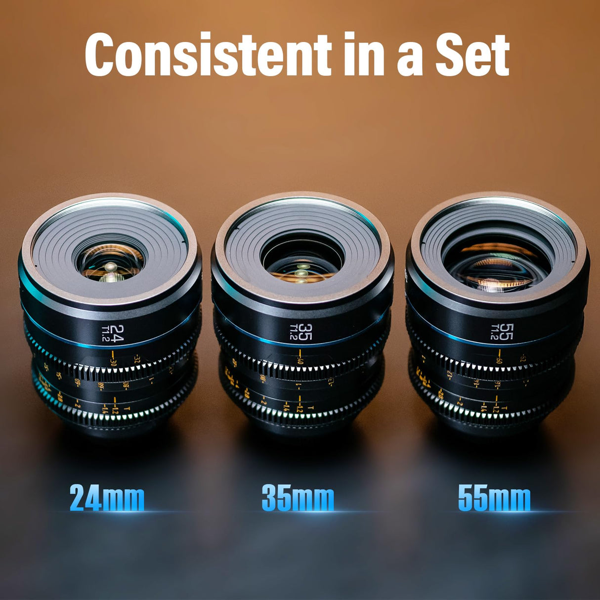 SIRUI Night Walker Lente de Cine con Enfoque Manual Set, 24mm, 35mm, 55mm, Lente de Gran Apertura T1.2 con Montura S35 para X Montura Cameras, para X-H2/H2S, XT-4, XT-3,X-S10, X-S20 (MS-3SXG, Gris)