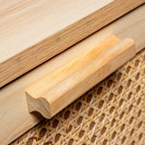 Mueble portarropa cesto Ropa Sucia de Madera DM y Ratan Natural 66x40x68 cm