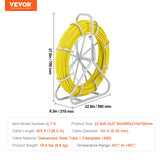 VEVOR Rodder - Cable de fibra de vidrio (130 m, 4,5 T, 6 mm, radio de curvatura, fibra de vidrio, con jaula y soporte, 150 g/m)