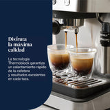 De'Longhi Classic EM450.M, Máquina Café Manual con Varilla Vapor, Máquina Espresso con Bomba Barista, Boquilla para Capuchino, Filtro Doble Pared, 15bar, Taza Hasta 13cm, Acero Inoxidable/Metal