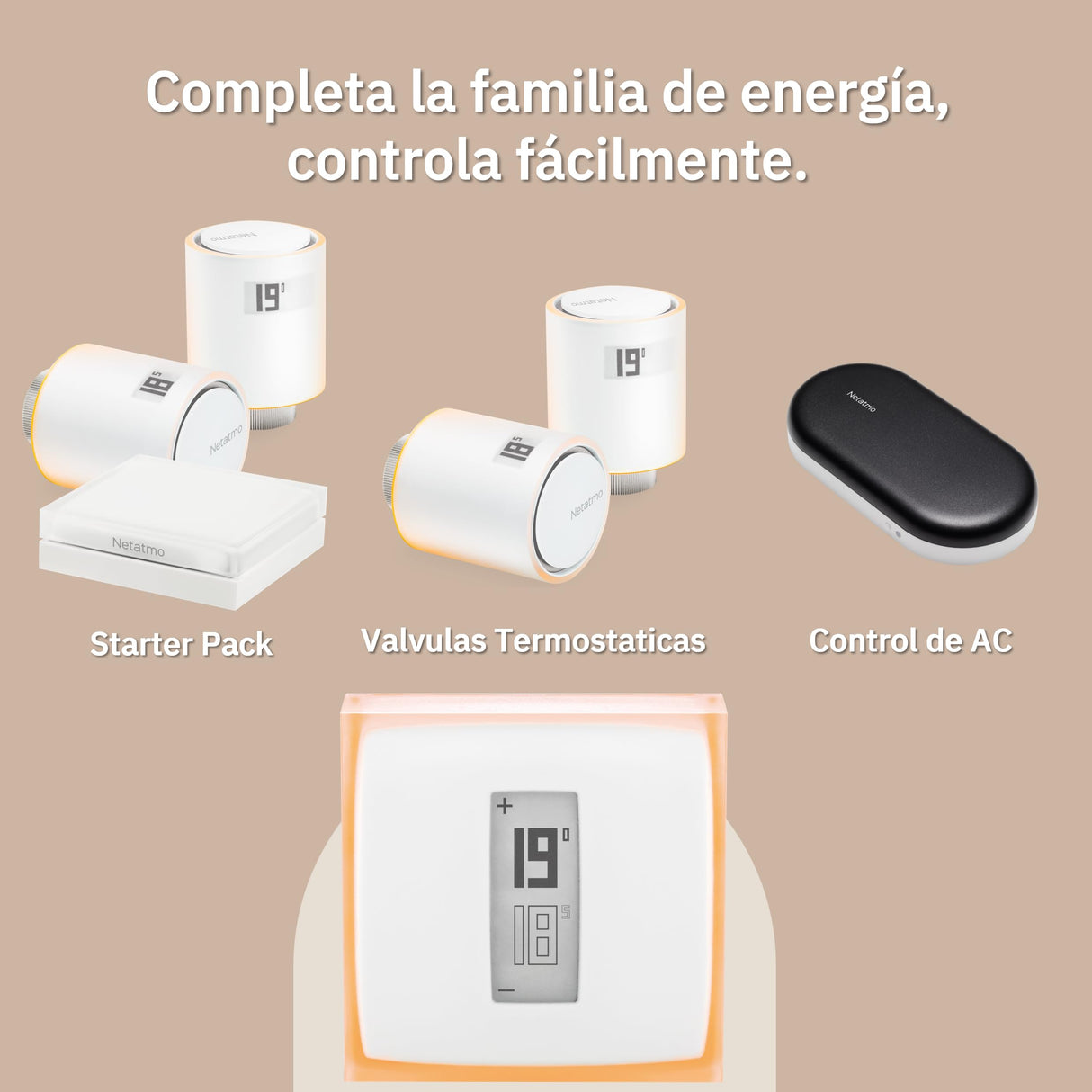 Netatmo Starter Pack Válvulas WiFi Inteligentes para Radiador, Control Remoto|Ahorro de energía, Paquete para calefacción colectiva, Compatible con Amazon Alexa, Apple y Google NVP-AMZ