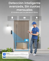 Reolink 2K Timbre Inalámbrico con Cámara, 2,4/5G WiFi Timbre a Batería, Visión 150°x150°, Alimentación por Batería/Cable, Detector de Personas/vehículos/Paquetes, Sin Cuotas, Home Hub Incluido