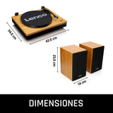 Lenco LS300WD Tocadiscos Vinilo con Altavoces - Bluetooth- Discos de Vinilo - Contrapeso Ajustable - Transmisión por Correa - MMC - RCA - Parada automática - Tapa Antipolvo - Madera