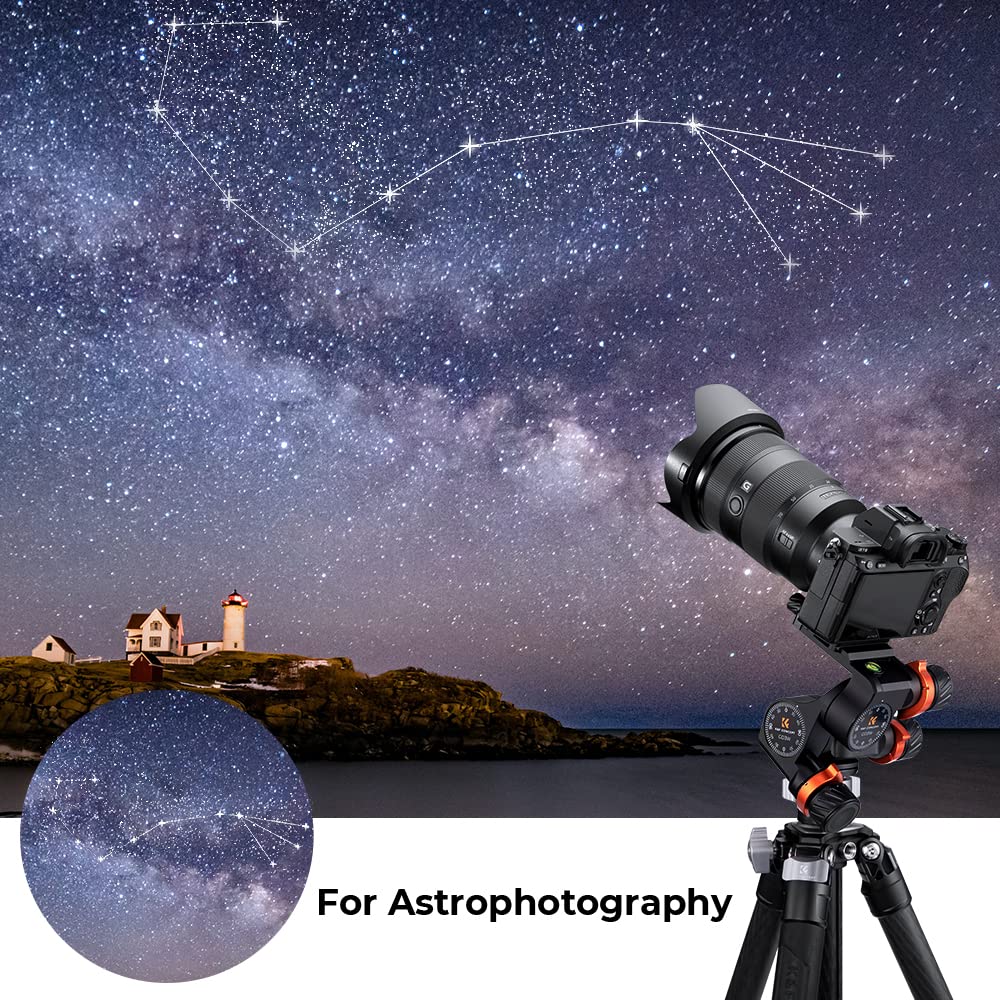 K&F Concept GD-3W Geared Tripod Head, Cabezal de 3 Vías para Trípodes,Cabezal de CNC Process Aluminio para Videocámaras,Equipamiento de Fotografía y Cámara,Creación de Contenidos,Vlogging Carga 6KG