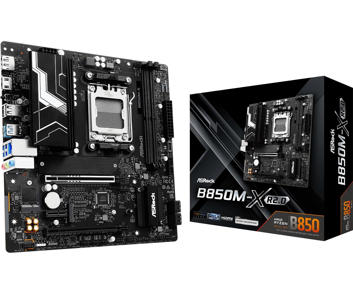Asrock B850M-X R2.0, AMD B850, AM5, Micro ATX, 2 DDR5, HDMI, DP, 2.5G LAN, 2X M.2