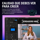 Elgato Facecam 4K – Webcam de Estudio 4K60, Calidad Tipo DSLR a 60 FPS, Compatible con filtros de Lente de 49mm, HDR, vídeo sin comprimir, área de Enfoque optimizada – USB-C para PC y Mac