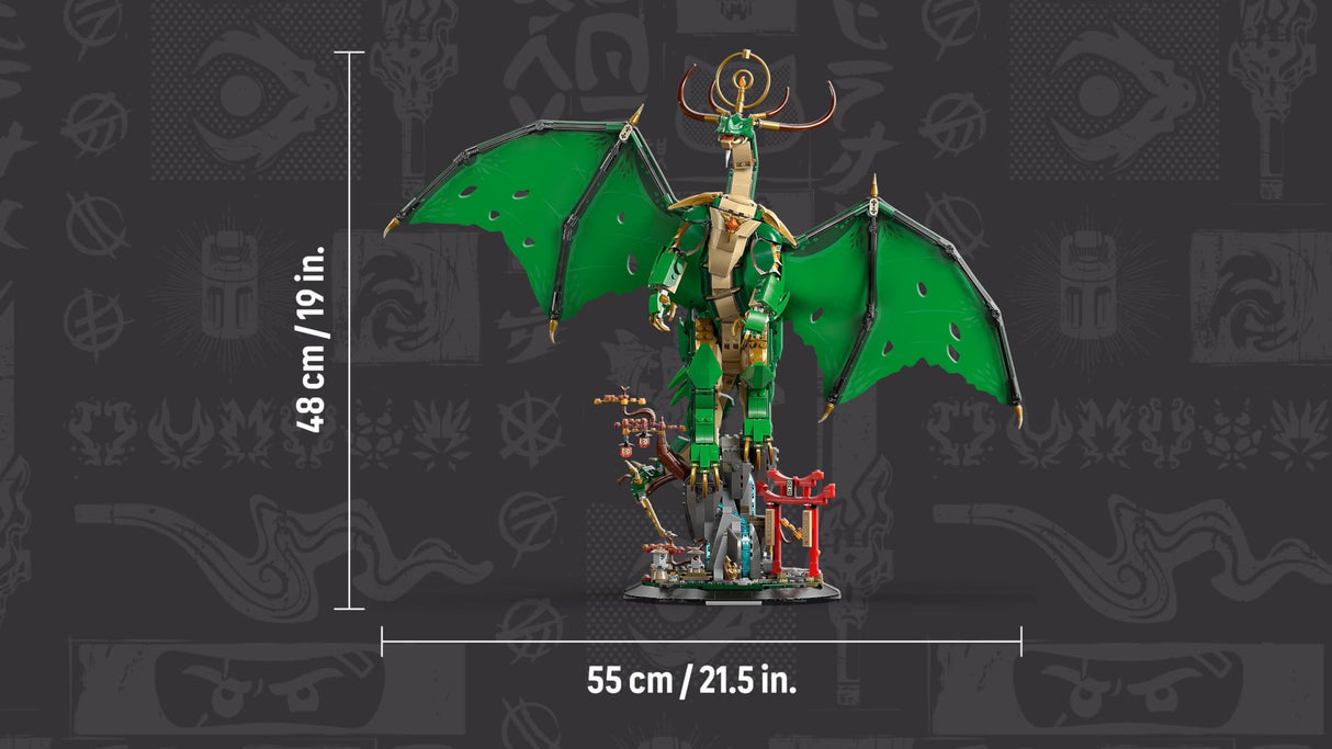 LEGO Ninjago Dragón Guardián - Kit de Maquetas - Figura Articulada de Dragón, Minifigura del Maestro Wu y Base de Exposición con Efecto de Roca - Regalo para Chicos de 14+ Años y Adolescentes 71847