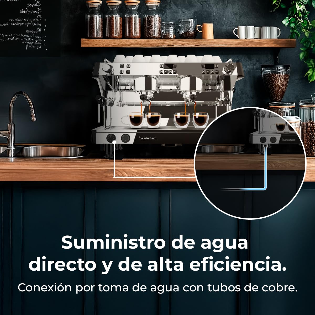 Cecotec Cafetera Express Barista Baristeo Mattina 2X. 4200W, Bomba Rotatoria 9 Bares, Caldera Triple, Pantalla Pid, Caudalímetro, Doble Manómetro, 4200W, Extracción Crema, Diseño Profesional