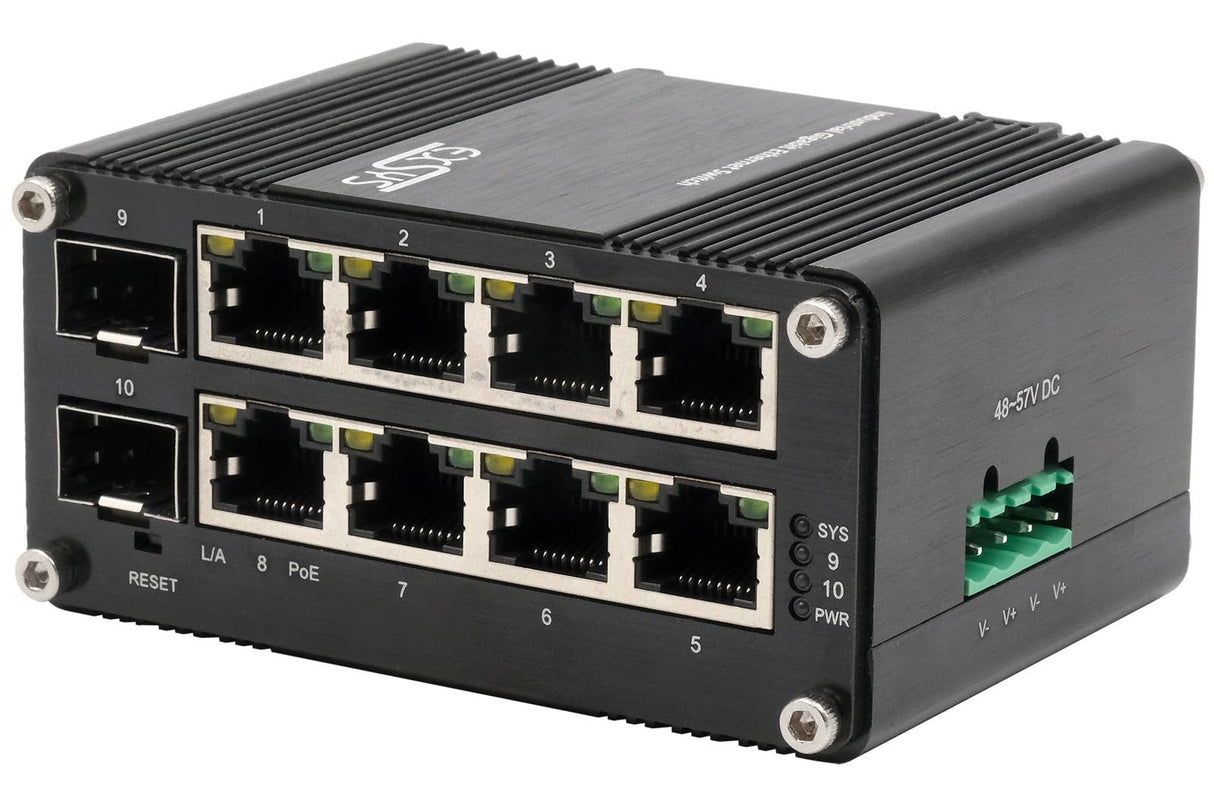 EXSYS EX-62035MPoE-SFP-8+2 Puertos industriales Gigabit SFP PoE+ Mini Switch Web Managed