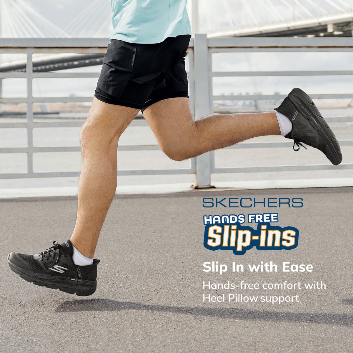 Skechers MAX Cushioning Zapatillas Deportivas sin Cordones para Hombre, para Correr, Caminar, con Espuma viscoelástica, Negro -, 44 EU