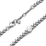 Pandora Timeless Pulsera con cuentas de plata de ley con perla blanca cultivada de agua dulce tratada y circonitas cúbicas transparentes, 16