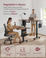 VASAGLE Escritorio Eléctrico de Altura Regulable, 60 x 160 x (72-120) cm, Ajuste Continuo, Función de Memoria con 4 Alturas, Marrón Rústico LSD176X01V1