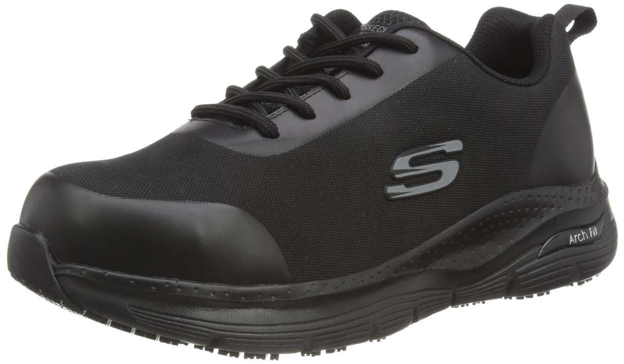 Skechers Arch Fit Sr Ringstap, Zapatos de trabajo Hombre, Black Textile/Synthetic, 45 EU