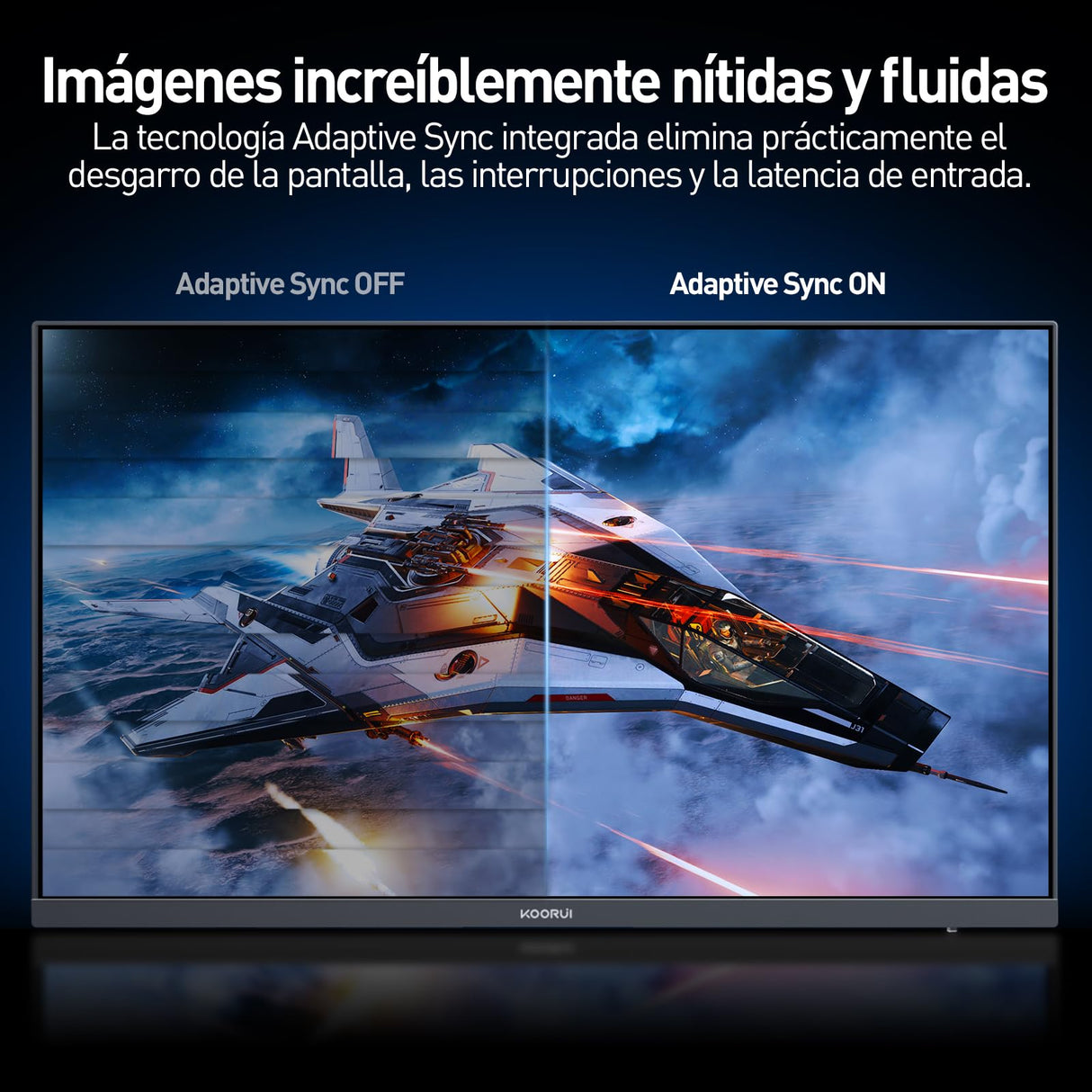 KOORUI G2741L 27" Monitor Gaming, UHD 2160P 160Hz / FHD 1080P 320Hz (Fast IPS, 1ms, Adaptive Sync, Giratorio, Inclinación, Altura Ajustable, Eye Care, HDR400, 10Bit, 2xHDMI 2.1, DP 1.4)