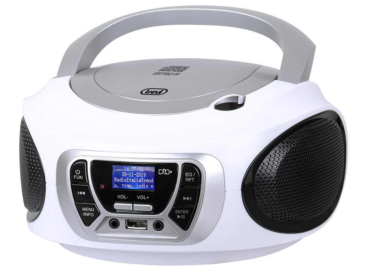 Trevi CMP 510-WH Radio Portátil Recargable con Dab, CD y USB, Blanco
