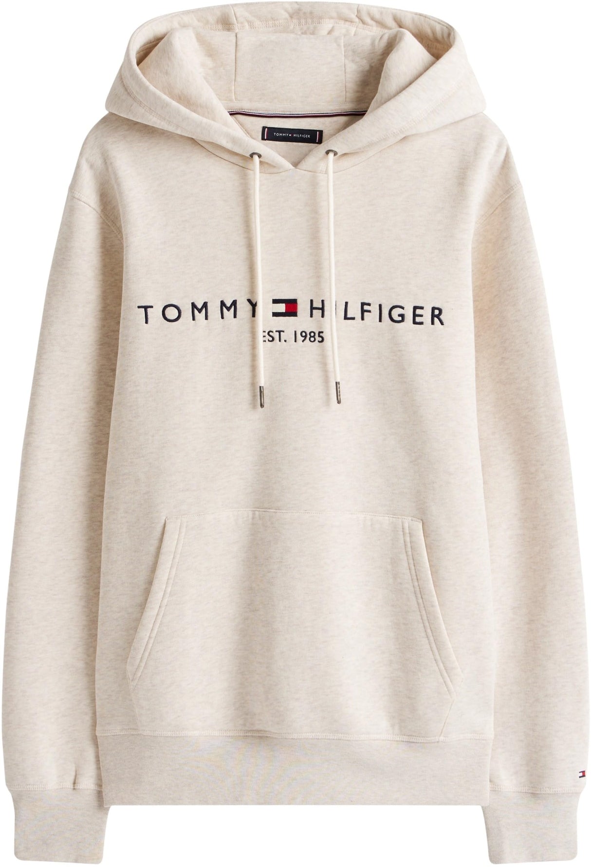 Tommy Hilfiger Sudadera Hombre Tommy Logo con capucha, Beige (Heathered Oatmilk), M