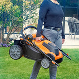 LawnMaster CLMF2437G Cortacésped con Batería 24V MAX 2x4.0Ah, 37cm hasta 300m², Altura de Corte 6 Niveles 22-72 mm, Bolsa de Recogida de 40L