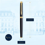 Waterman Hémisphère pluma estilográfica | color negro brillante con adorno de oro de 23 quilates | plumín mediano con cartucho de tinta azul | estuche de regalo