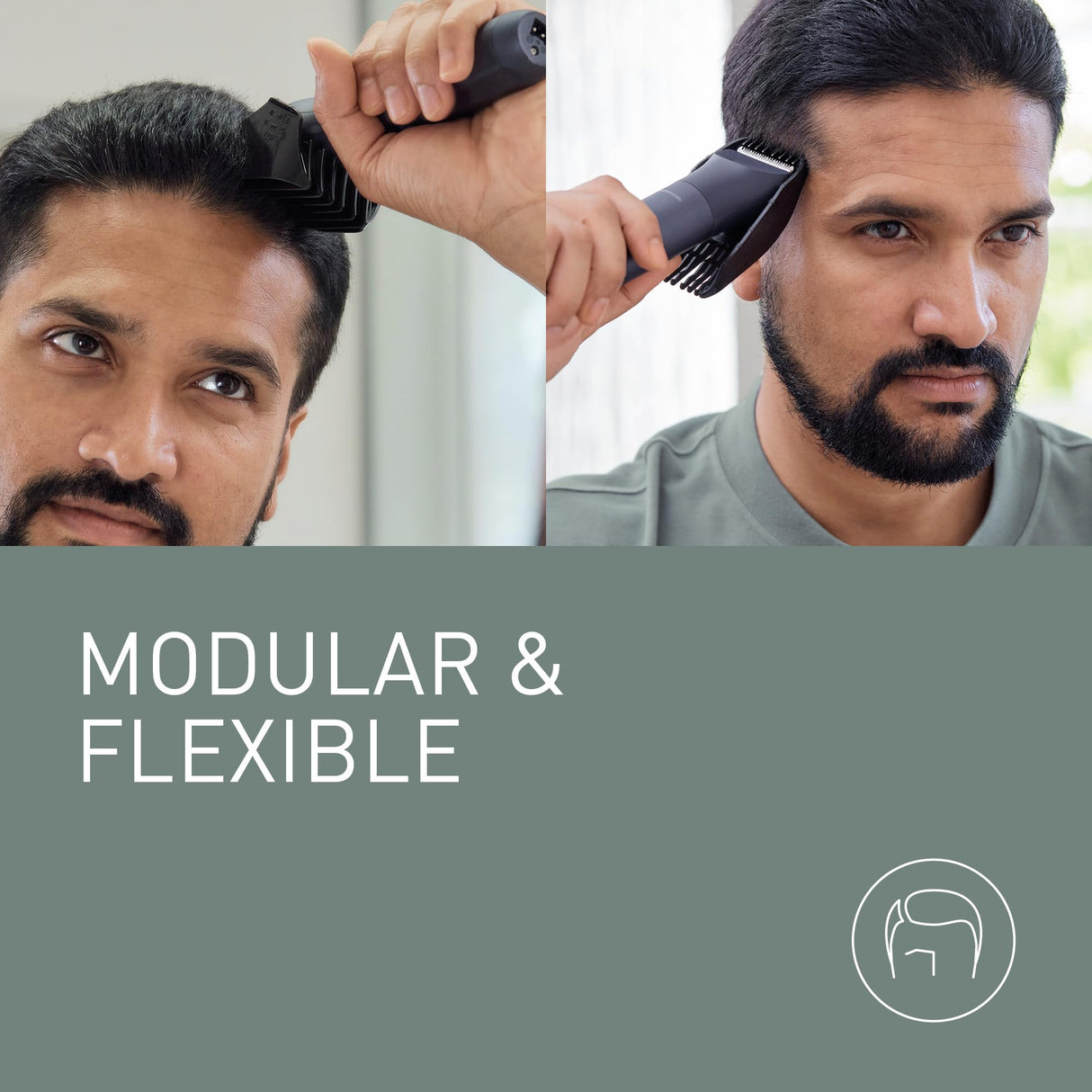 Panasonic ER-CKL3-A301 MULTISHAPE [Sistema de Cuidado Personal] Cortadora De Cabello, Unidad Principal y Cabezal De Cabello, 15 Configuraciones Longitud, 4 Accesorios, Batería Iones De Litio, Negro