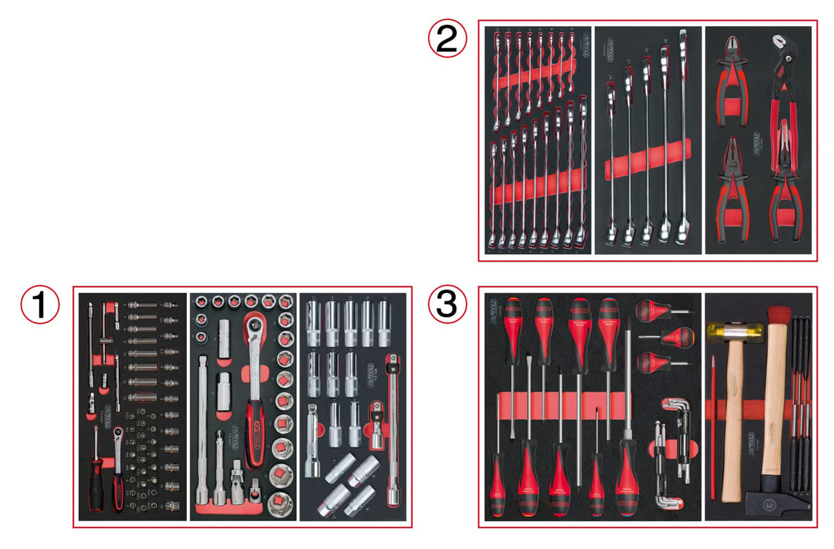 KS Tools 714.0158 Composición de 158 herramientas 3 cajones para carro