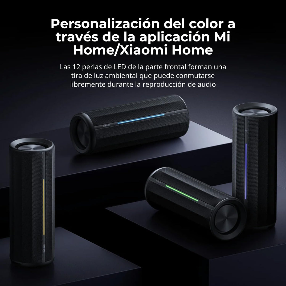 Xiaomi Bluetooth Speaker - Altavoz Bluetooth Portátil y Resistente al Agua | Altavoz Inalámbrico Potente con Efectos Customizables | Altavoz Compacto con 17h de Duración | Color Negro