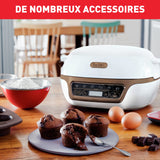 Tefal Cake Factory - Máquina inteligente para tartas, electrodoméstico de cocción, de pastelería, máquina de pan, magdalenas, con 4 moldes, 5 programas, compatible con moldes Crispybake KD802112