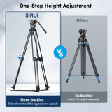SIRUI SQ75+VHS10 Trípode de Video Profesional en Fibra de Carbono, Altura Máxima 182cm, 7 Niveles de Contrapeso, 4 Modos de Amortiguación, Carga 18 kg, Sistema Rápido y Estable para Cámaras