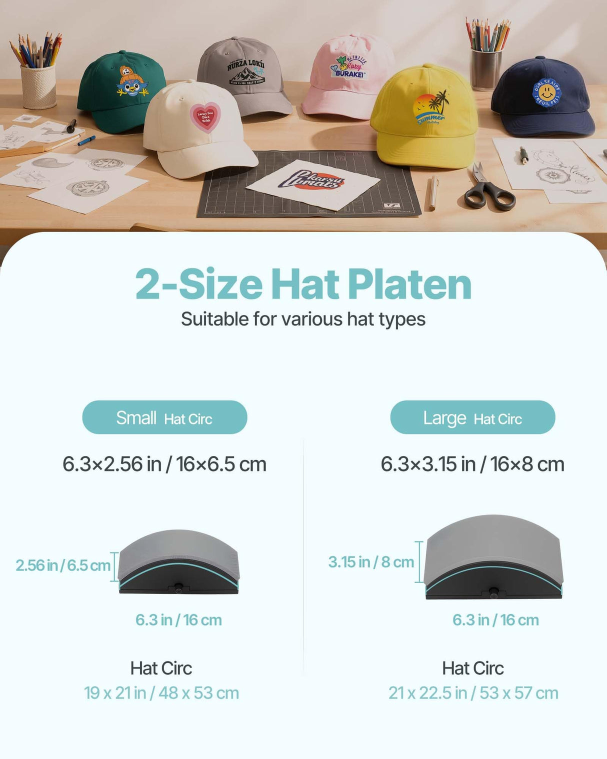 VEVOR Máquina de Prensado Térmico, Prensa de Transferencia Térmica con 2 Platinas Intercambiables, Control Preciso de Tiempo y Temperatura, Máquina de Sublimación HTV para Gorras, Diademas, Verde