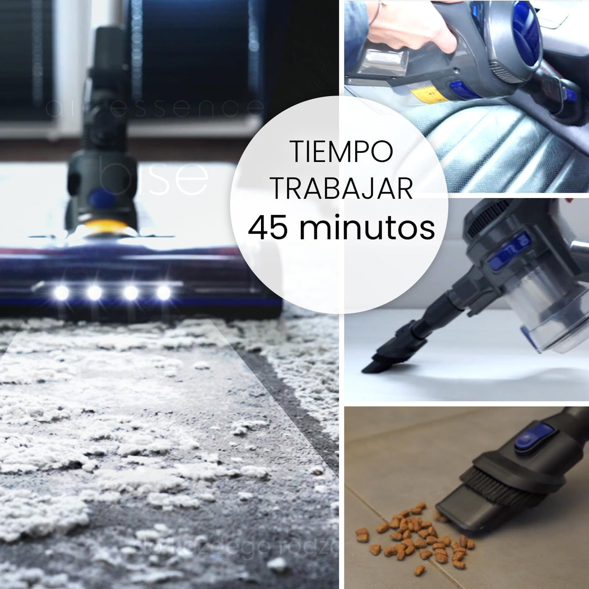 Aspiradora Sin Cable Air Essence Bise MAX, Azul, Aspiradora 100 AirWatt, Vacuum Cleaner 210 W, 1.3 litros, 72 Decibeles, Aspirador De Mano, Cepillo Flexible Con Luz LED, Tecnología Ciclónica