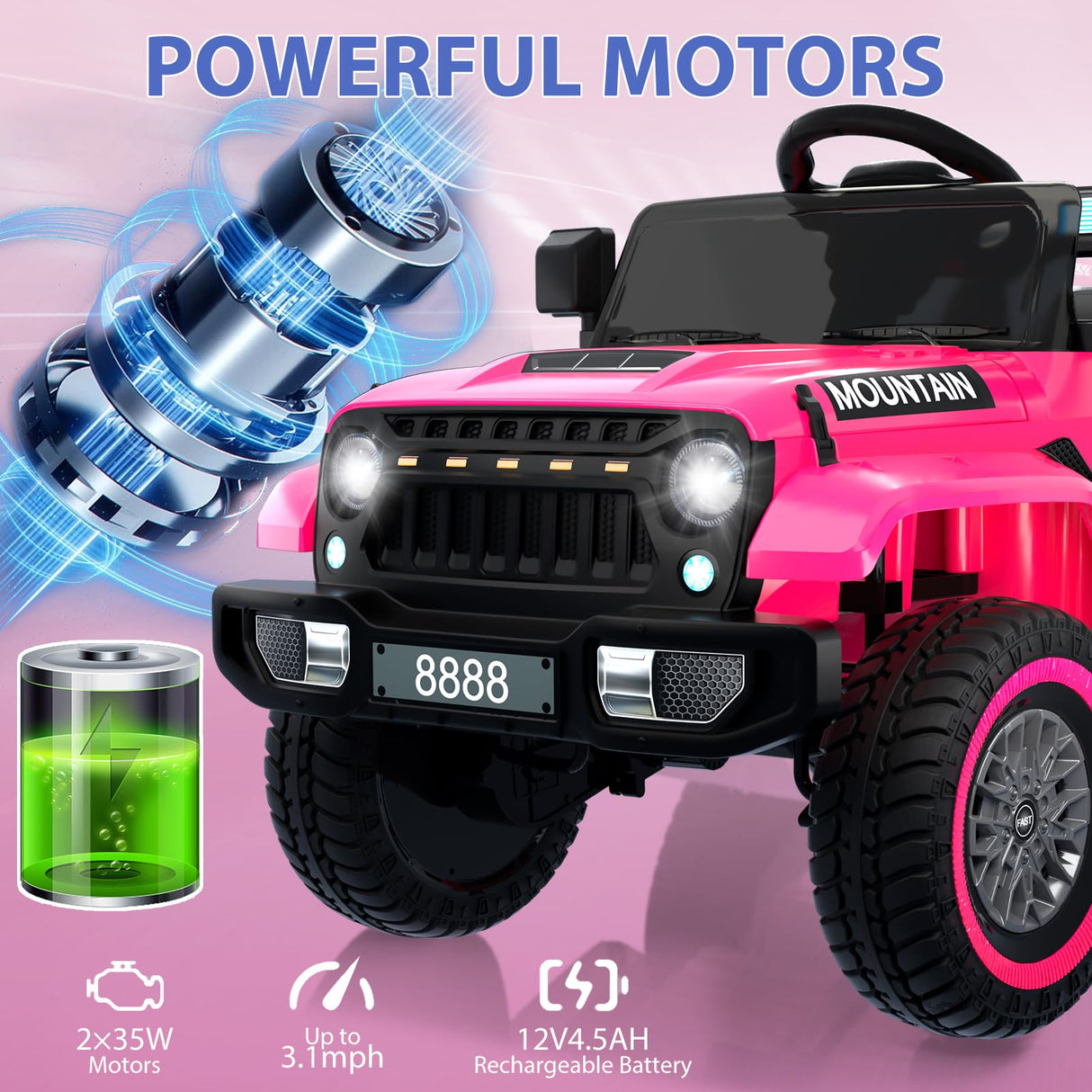 Coche eléctrico para niños de 12 V, Coche Infantil con Mando a Distancia de 2,4 G, Coche eléctrico con Bluetooth, música, claxon y Faros, 3-6,5 km/h, vehículo Infantil eléctrico para niños de 3 a 8