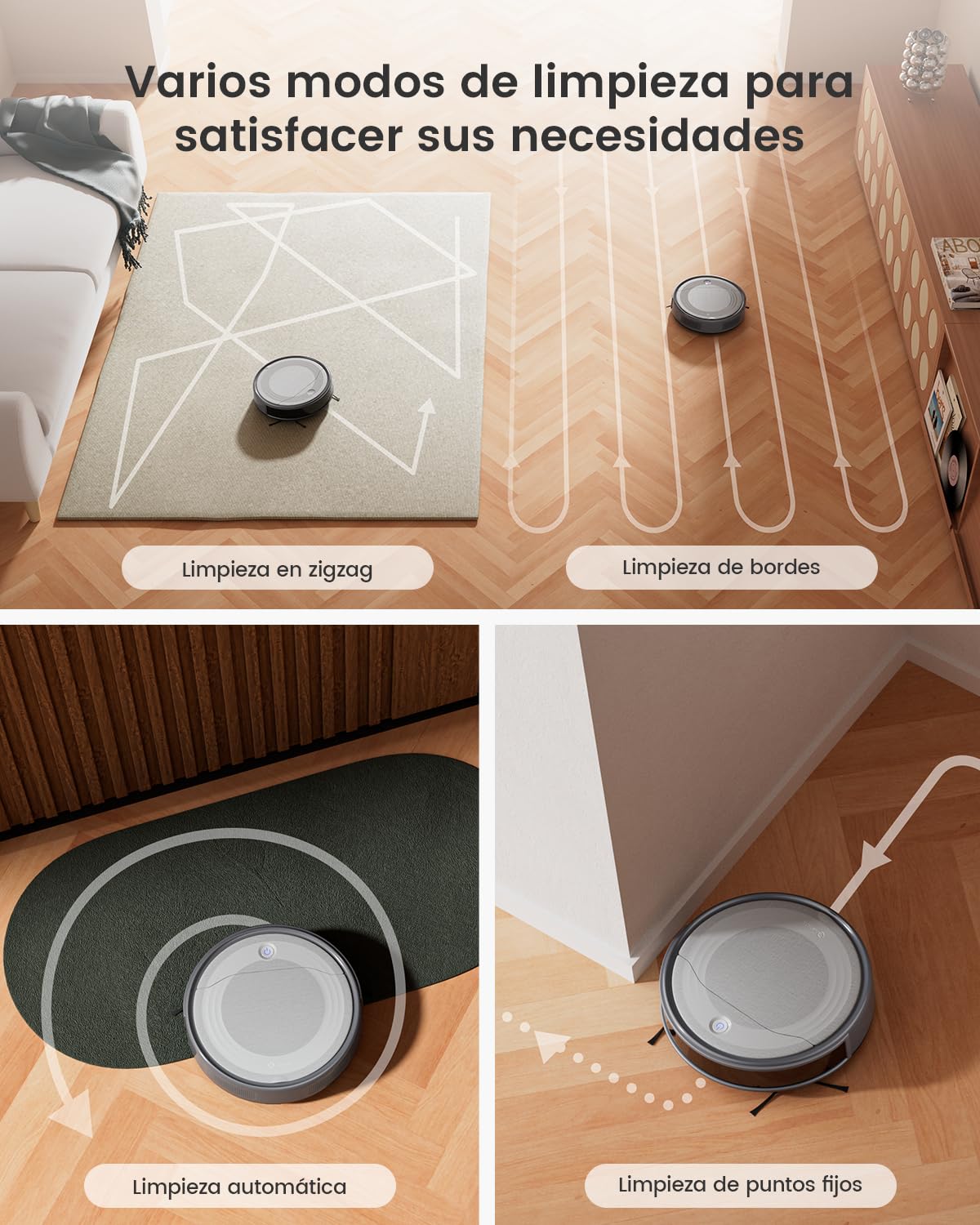 LEFANT M310 Robot Aspirador, 4500Pa Succión, 180 min Autonomía, 6 Modos de Limpieza, Evitación de Obstáculos 4cm, App/Alexa, Ideal para Pelo de Mascotas, Alfombras y Suelos Duros, Gris