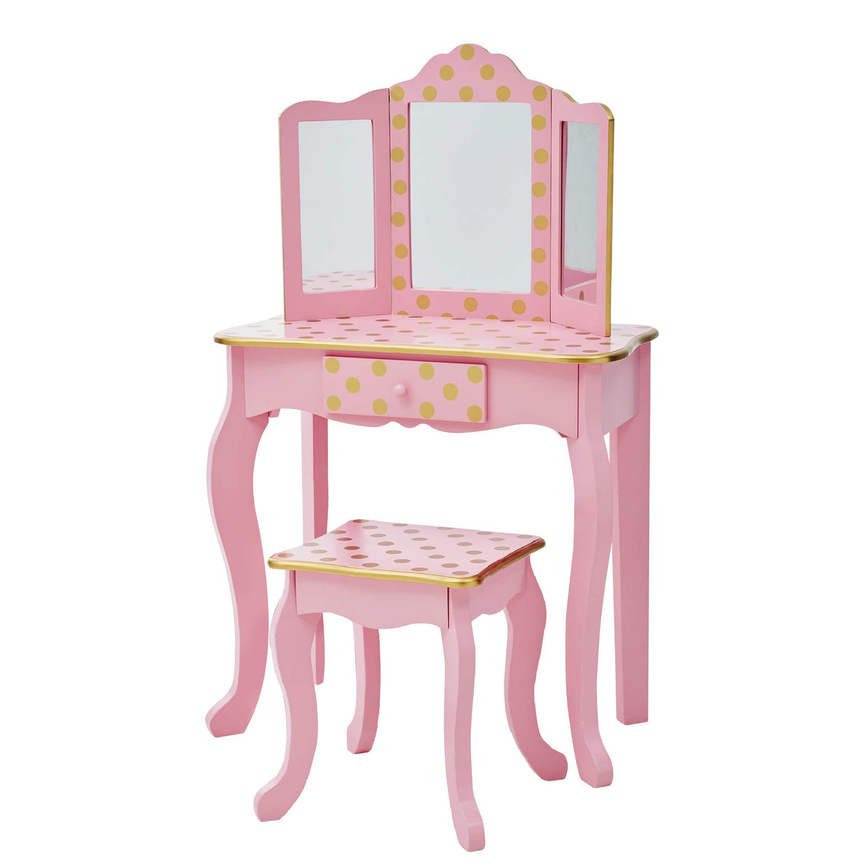 Teamson Kids Mesa de Tocador Rosa de Madera con Espejo y Taburete TD-11670L