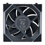 Lian Li UNI FAN SL-INF - Paquete de 3 ventiladores de refrigeración inalámbricos RGB PWM de 120 mm con pantalla LCD, color negro, rendimiento y estética sin costuras, tecnología PWM silenciosa