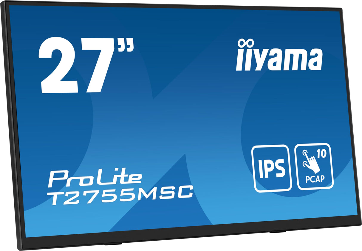 iiyama T2755MSC-B1 27" IPS Bonded PCAP 10P Táctil, 1920x1080, Flat Bezel Free Glass Front, HDMI, Displayport, 360cd/m², USB Hub 2X 3.2, Altavoces, Cámara Web incorporada & Micrófono, Bookstand