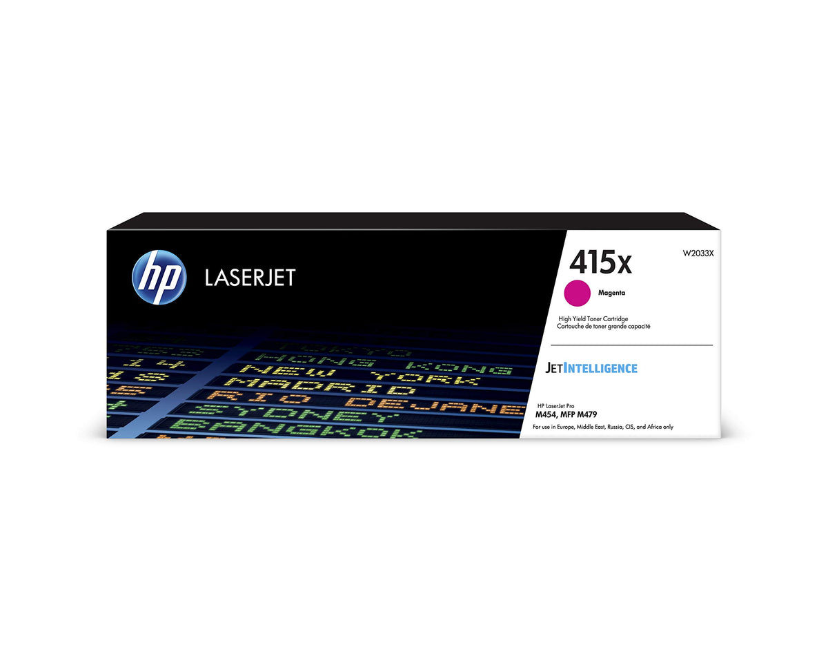 HP 415A W2033X, Magenta, Cartucho Tóner de Alta Capacidad Original, de 6.000 páginas, para impresoras HP Color LaserJet Pro M454dw, M454dn, MFP M479fdw, MFP M479dw, MFP M479fdn y MFP M479fnw