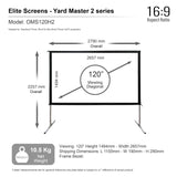 Elite Screens Pantalla de proyector de 120 Pulgadas, Pantallas de Cine para Interiores y Exteriores, Soporte de proyección Plegable portátil Independiente 16:9, Cine en casa, OMS120H2
