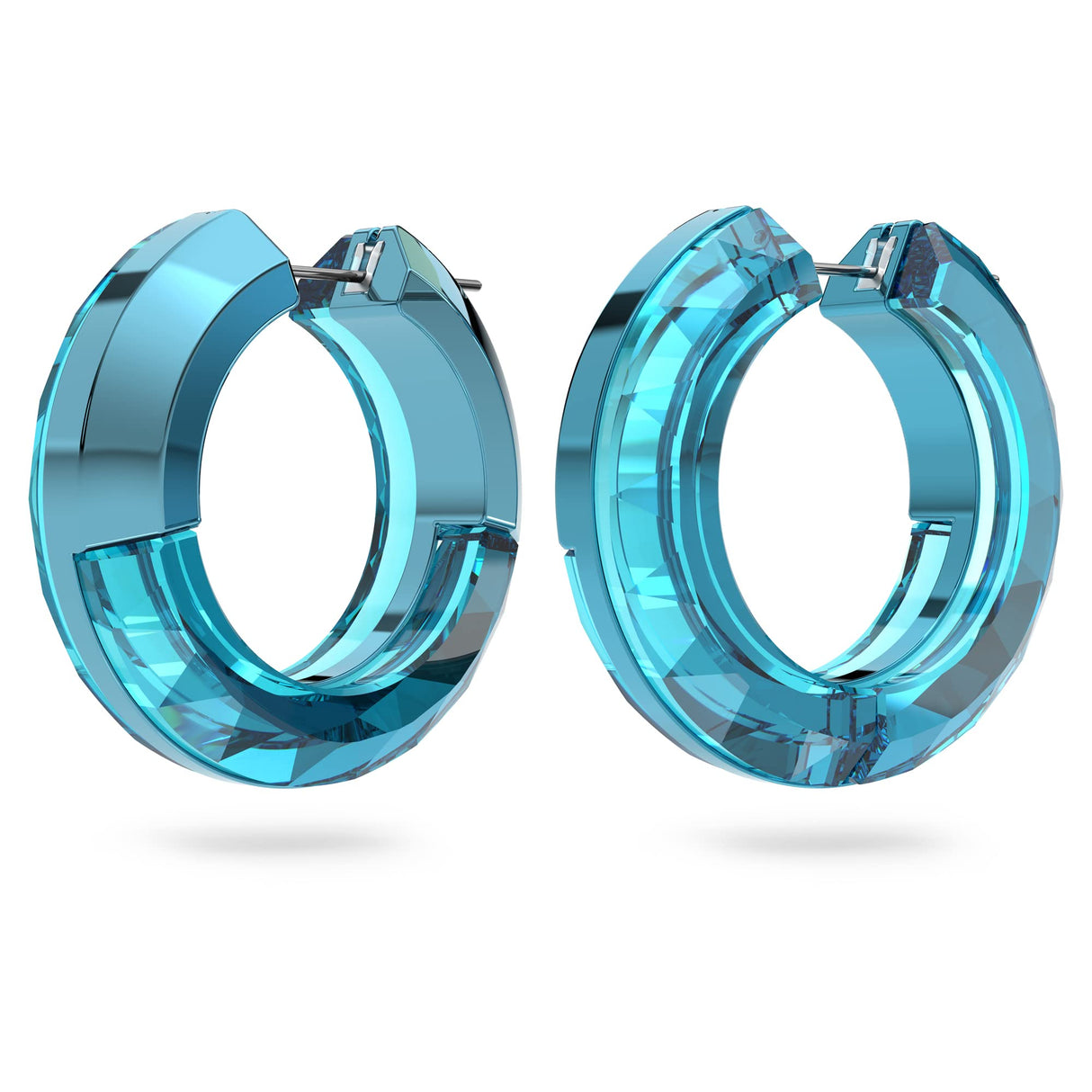 Swarovski Pendientes de Aro Lucent, Cristal Azul, Completamente Tallado con un Sutil Clip de Aluminio, de la Colección Lucent