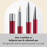 Lamy Scala Pianored - Pluma estilográfica purista en carcasa robusta de metal y acabado lacado, 14 quilates, plumín dorado en trazo M, incluye cartucho de tinta T 10 azul, para diestros