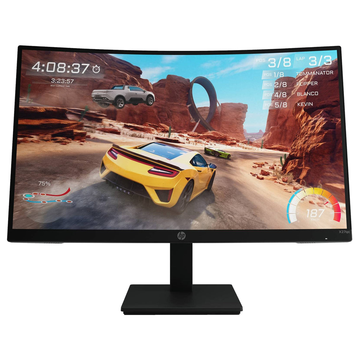HP X27qc – Monitor Gaming de 27" Quad HD (2560 x 1440 a 165Hz, VA, Curvatura 1500R, 16:9, 1ms, HDMI, Low Blue Light, Antirreflectante, AMD Freesync Premium, Compatible con Consolas) Negro