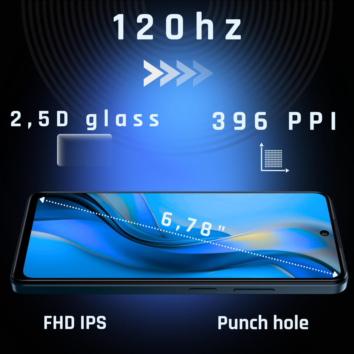 Limitiertes schlankes und Elegantes Smartphone NFC-Funktion ohne Vertrag myPhone N23 Plus 5G Midnight Blue + Akku 5000mah Kamera 50mpx, FHD+ Display 256 GB, bis zu16GB RAM Android 14. 6'78 Zoll