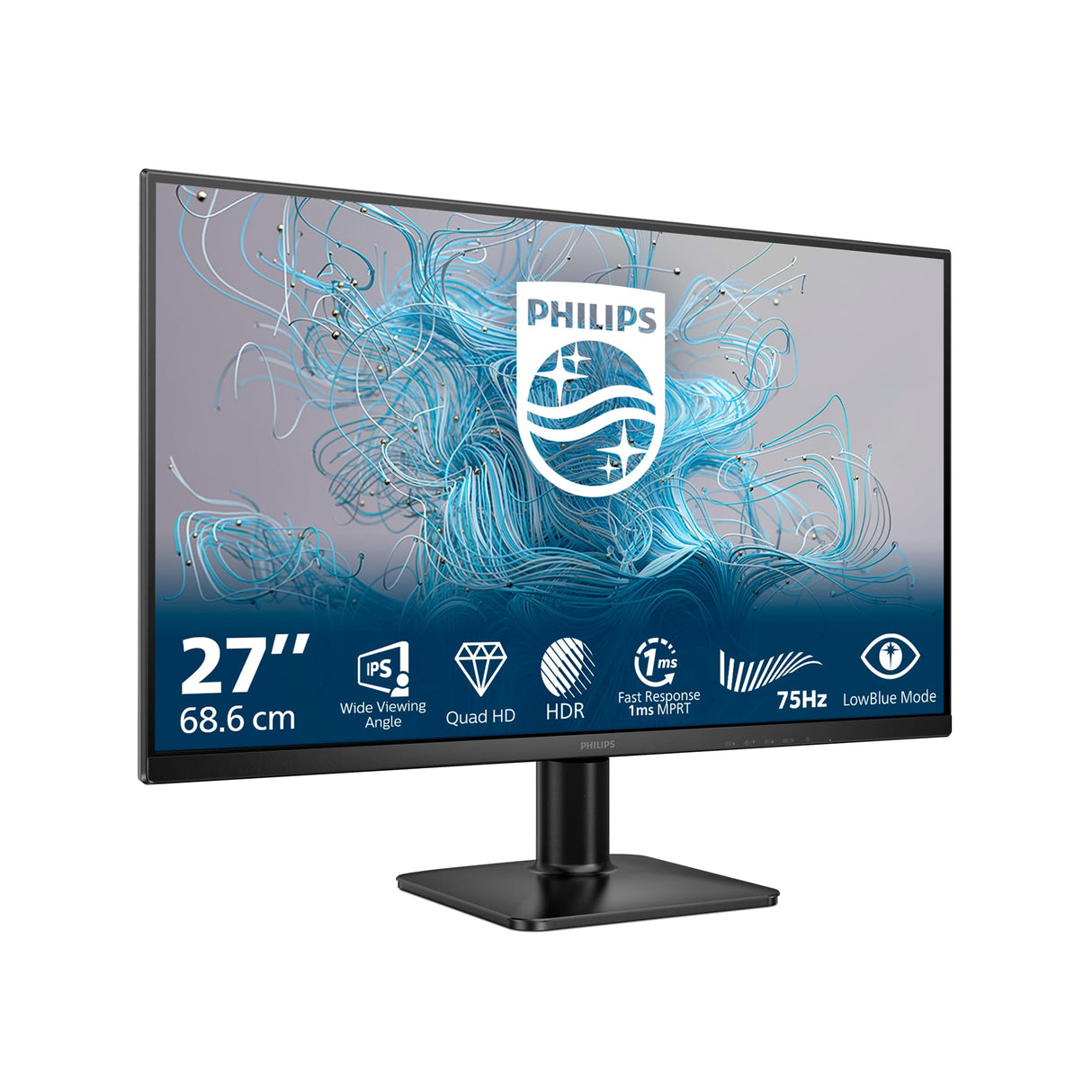 Philips Monitor 27E2N1500L QHD de 27 Pulgadas, 75 Hz, IPS,1 ms MPRT, Adaptive Sync., HDR10, (2560 x 1440, HDMI 1 x 1.4, DP 1 x 1.4), Negro