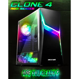 SPIRIT OF GAMER - Clone 4 - Caja PC Gaming RGB con Pared Transparente De Vidrio Templado - CREA Tu Propia Torre PC Gamer - Torre Compatible con ATX/MATX/ITX - 2 Ventiladores de 120 mm incluidos