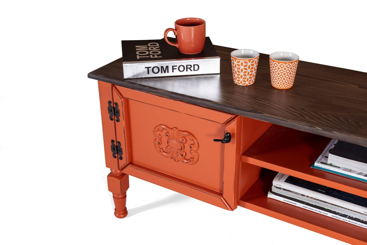 Hanah Home Soporte de televisión, MDF, Naranja, Talla única